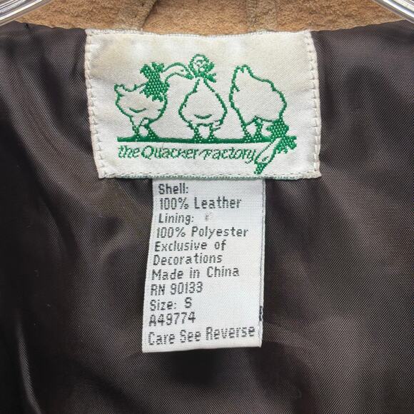 The Quacker Factory Safari Suede Leather Coat Brown Lined Zip Women's Size S - Picture 4 of 10